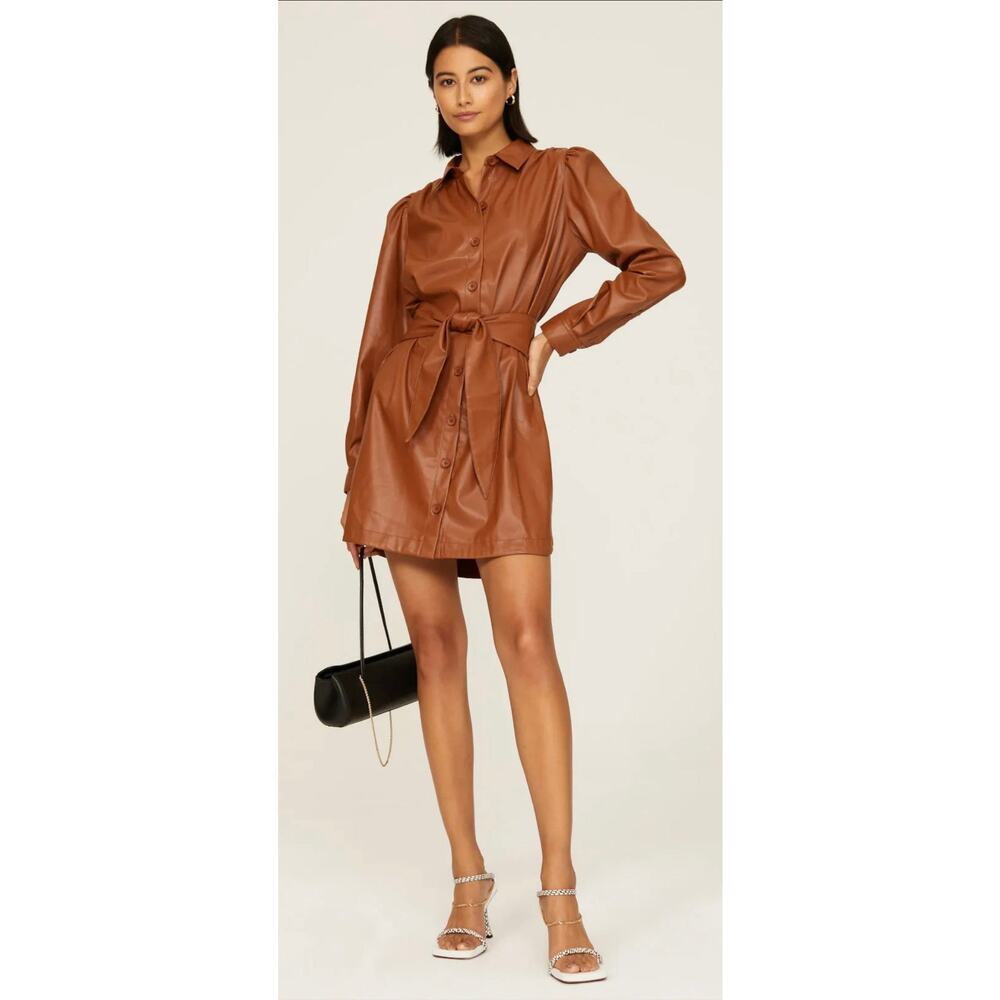 Peter Som Size 4 Brown Faux Leather Shirtdress